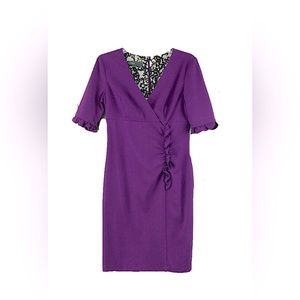Donna Ricco Women’s Dress with ruffle details front ; Bright purple; Size 4